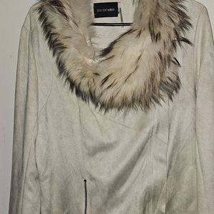Dolce  Cabo Suede Jacket with Fur Collar